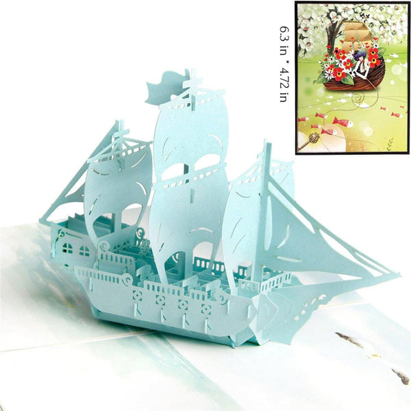Colourful Boat 3D Pop Up Greeting Card