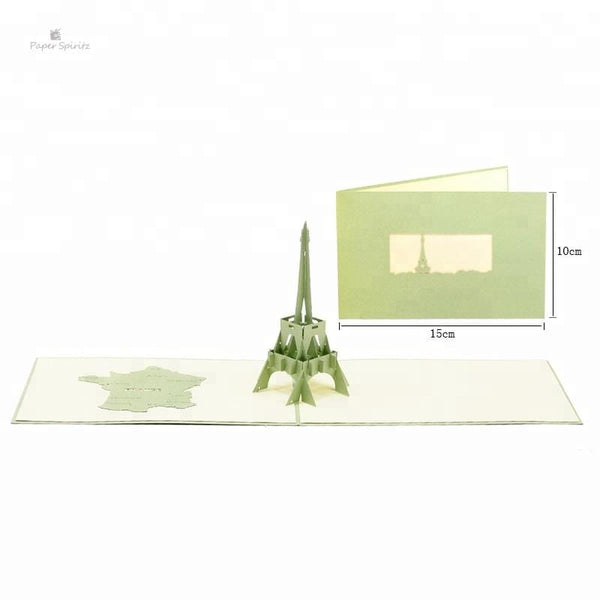Eiffel Tower Green 3D Pop Up Greeting Card