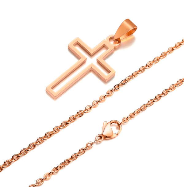 Rose Gold Cross Necklace for Women