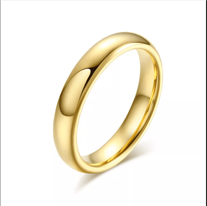 Engraved Tungsten  Blank Gold Wedding Ring 