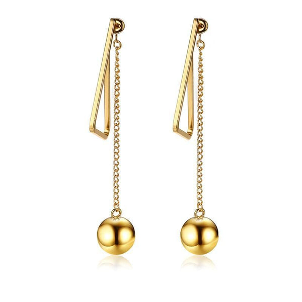 Steel Gold Women Jewellerys Long Drop Earrings