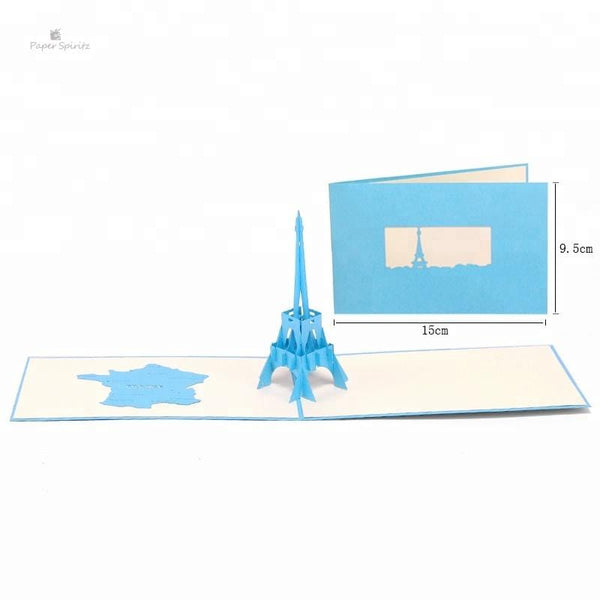 Eiffel Tower Blue 3D Pop Up Greeting Card