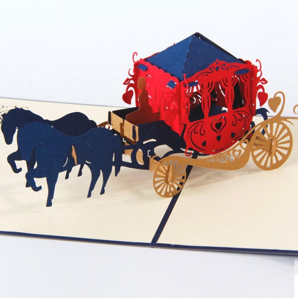 Wedding carriage 3D Pop Up Greeting Card