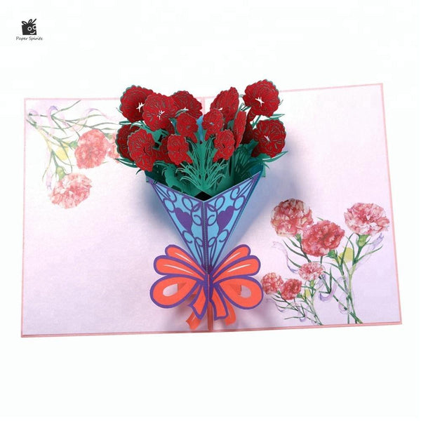Carnation Bouquet 3D Pop Up Greeting Card