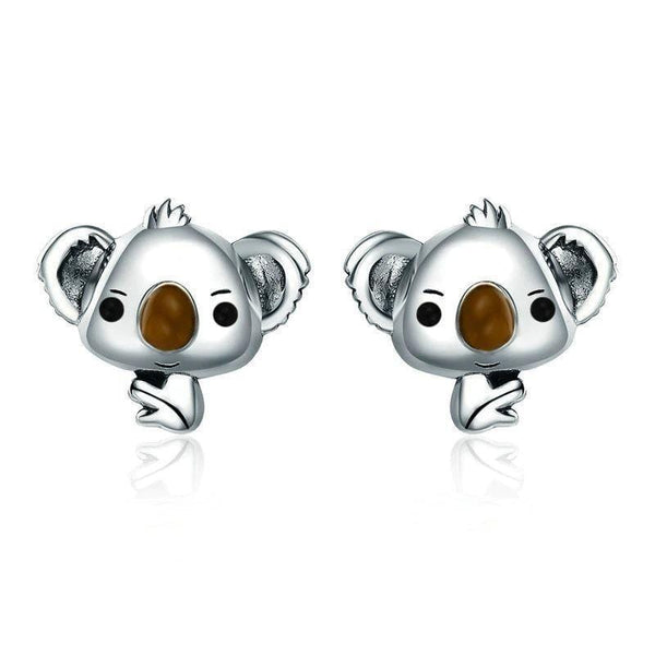 silver koala earrings