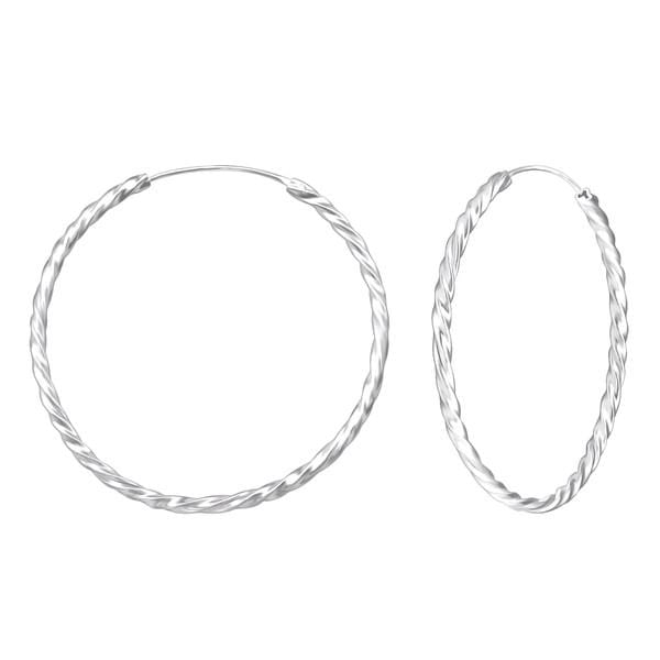 Silver Twisted  Hoop Earrings 40mm
