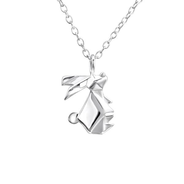 Silver Origami Rabbit Necklace