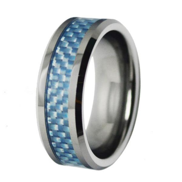 Blue Fibre 8mm Wedding Ring