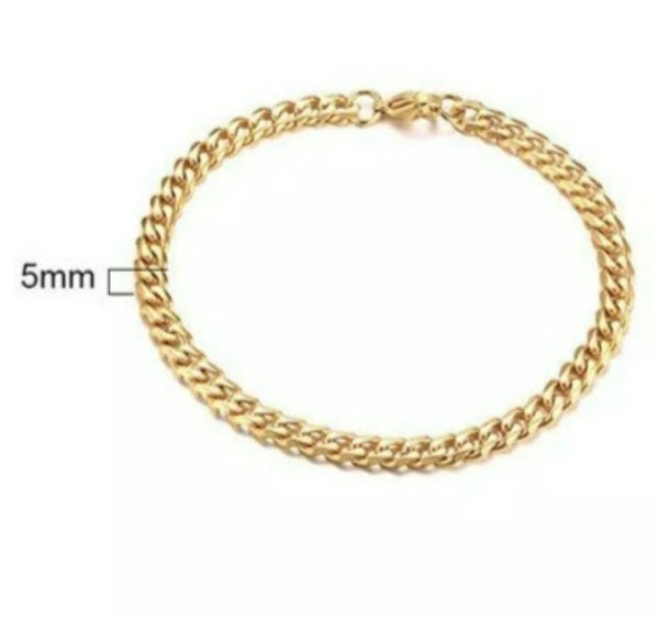 Cuban Link Gold Chain  Bracelet - 5mm