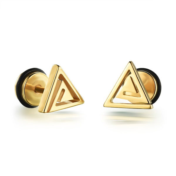 Stainless Steel Gold Triangle Earrings