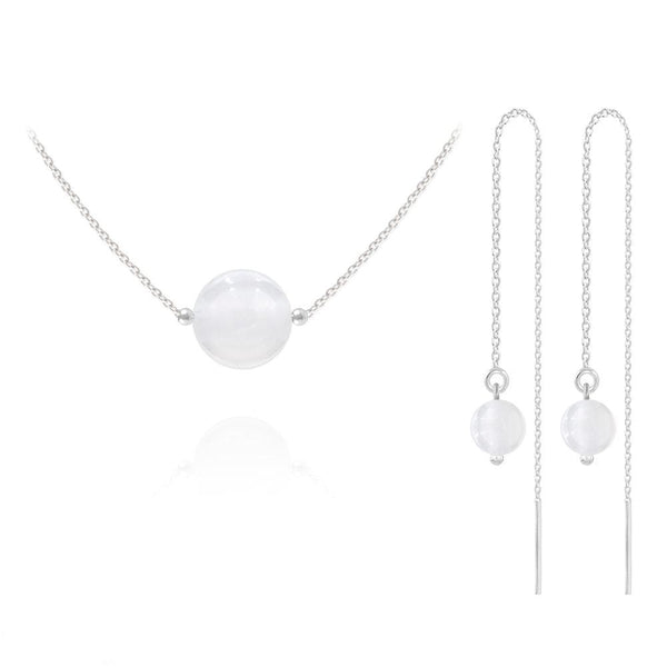 Round Beads Silver Jewelry Set 