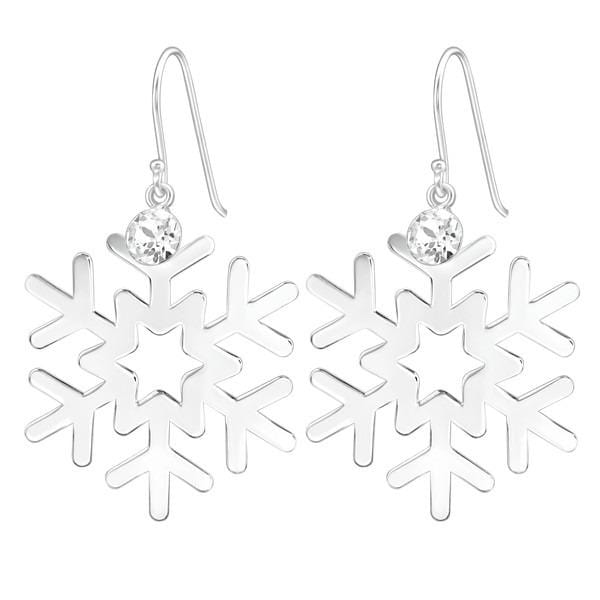 Silver Snowflake Earrings with  Swarovski Crystals 