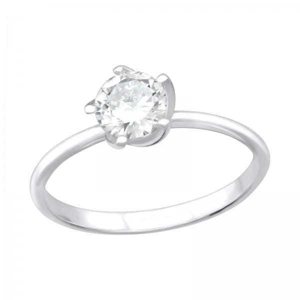 Silver Solitaire Engagement Ring