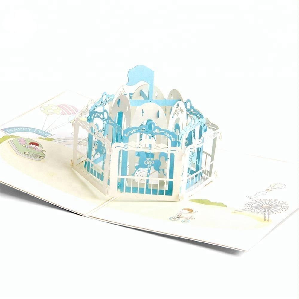 Colourful Carrousel 3D Pop Up Greeting Card
