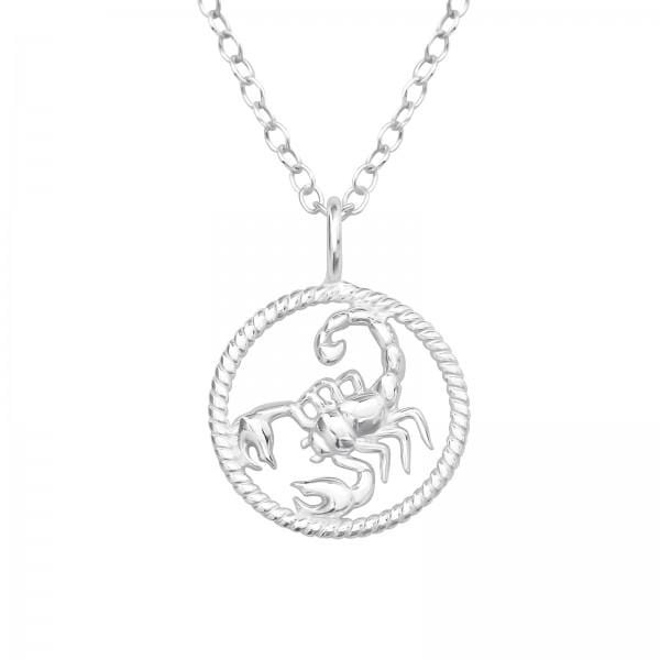 Silver Scorpio Zodiac Sign Necklace