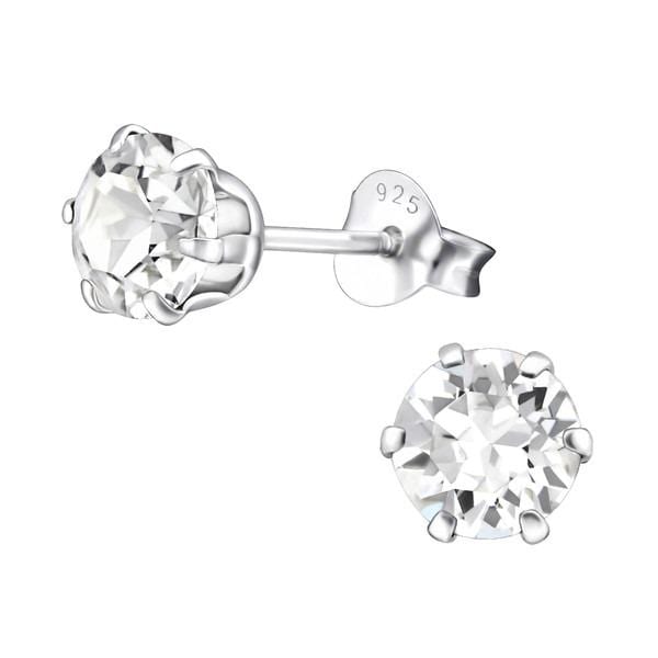 Silver Crystal Round Stud Earrings  with Swarovski Crystals 
