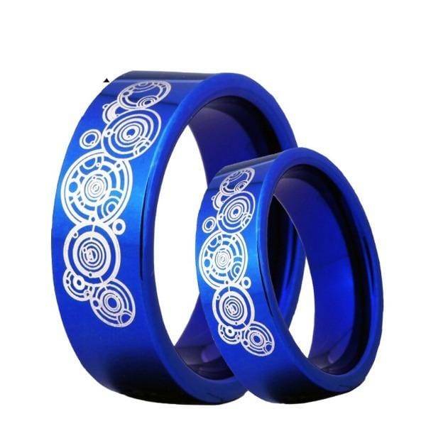 Tungsten 8mm Blue Doctor Who Wedding Bands