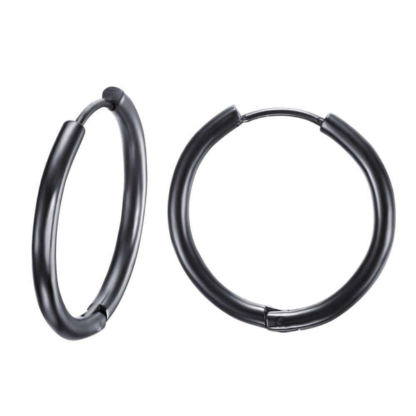 Black Stainless Steel Hoop Earrings