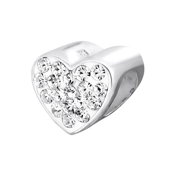 Silver Heart Crystal Charm Bead