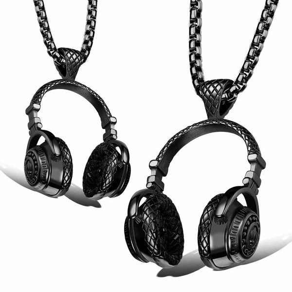 Stainless Steel Black headphones necklace