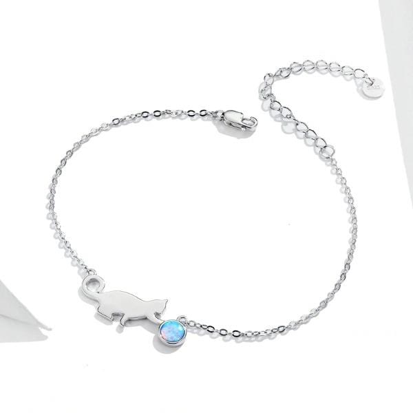 Cat Bracelet Silver Opal