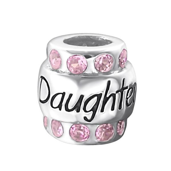 Silver Daughter CZ Pink Charm Bead