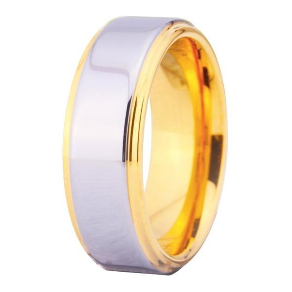Tungsten Silver and Gold Wedding Band