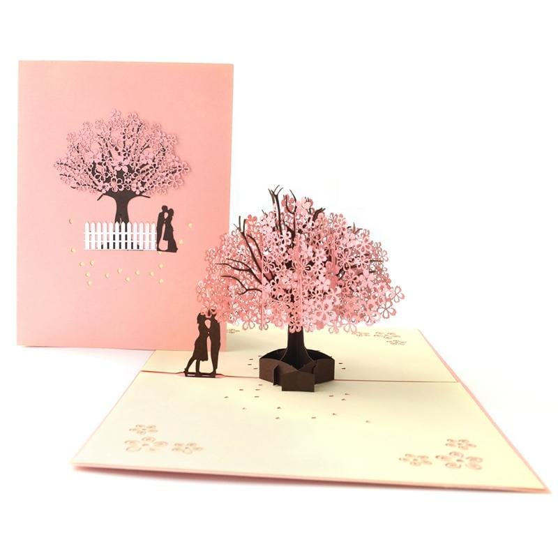 Romantic cherry trees 3D Pop Up Greeting Card