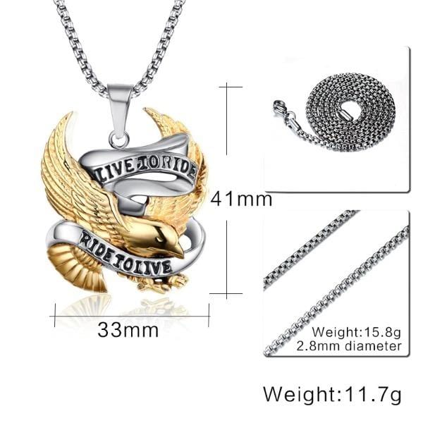 Two Tone Eagle Mens  Necklace