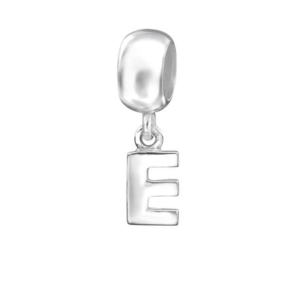 Silver Hanging "E" Charm Bead 