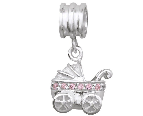 Silver Baby Carriage Baby Pram Bead