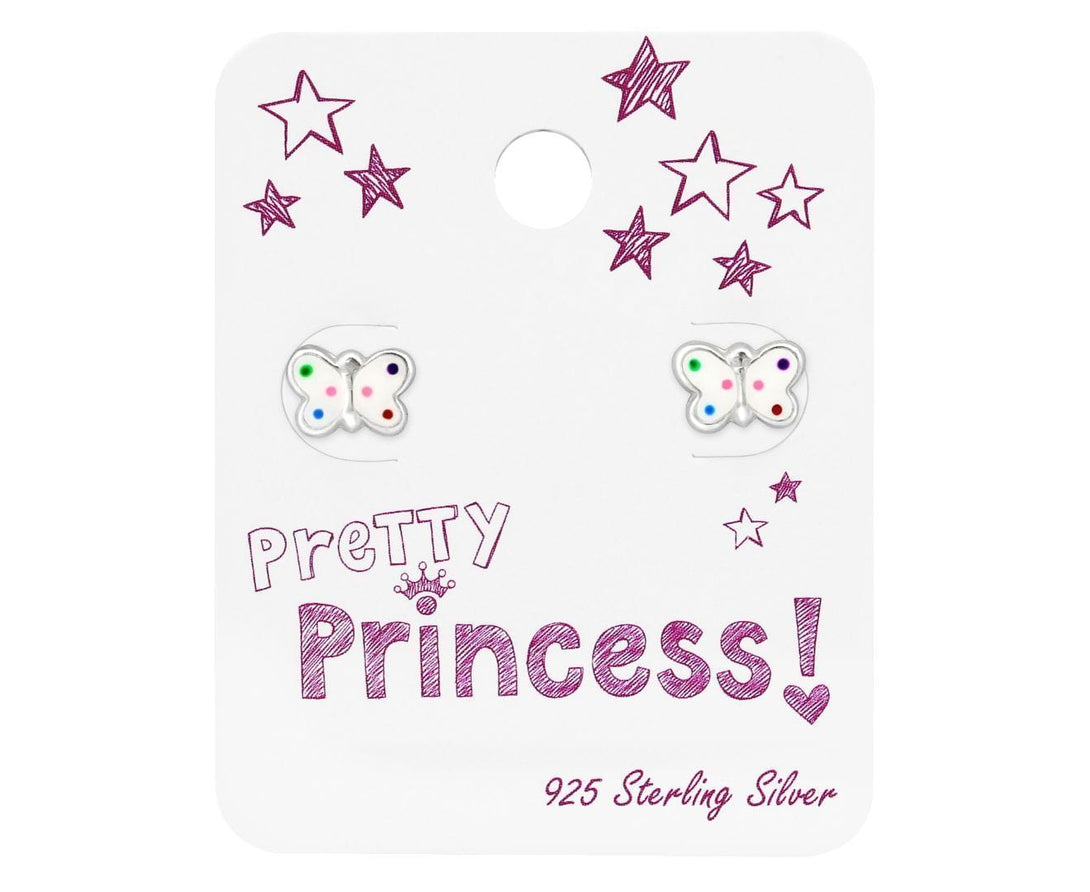 Silver Pretty Princess Kids Butterfly earrings