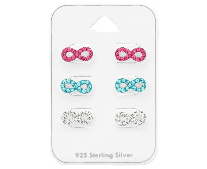 Kids Sterling Silver Infinity Earrings Set 