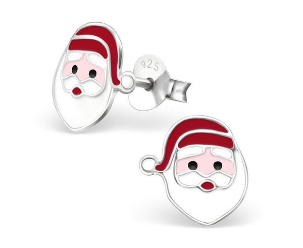 Sterling Silver Children's Santa Face Earrings