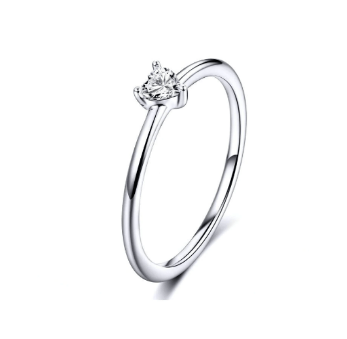 Silver simple engagement ring