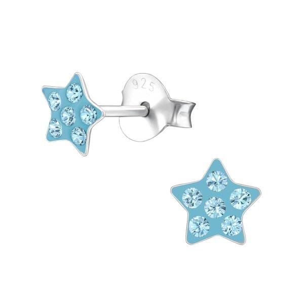 Children's Aquamarine Swarovski Crystal Star Earrings