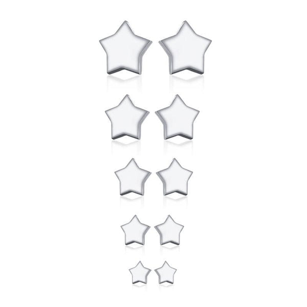 Stainless Steel Star Earrings Set
