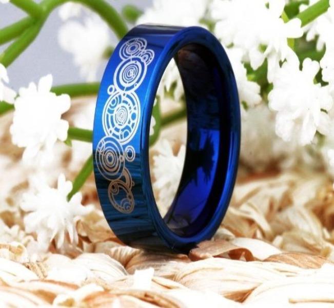 6mm Blue Doctor Tungsten Who Wedding Bands