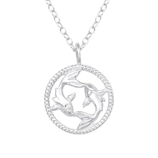 Silver Pisces Zodiac Sign Necklace