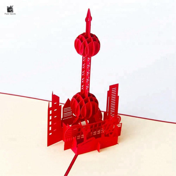 The Oriental Pearl Tower 3D Pop Up Greeting Card