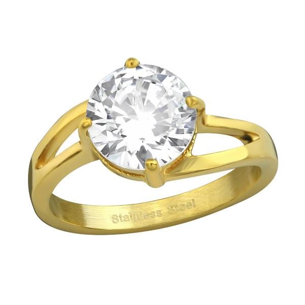 Gold  Solitaire Engagement  Ring