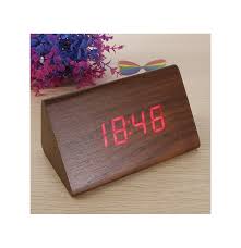 Digital Display Desktop Wooden Clock Brown