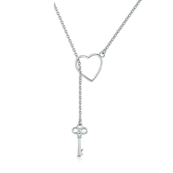 Sterling Silver Heart and Lock Necklace