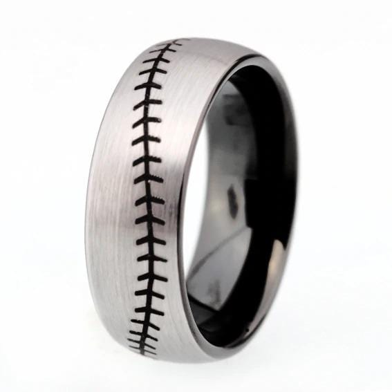 Tungsten Silver Matte Baseball Ring