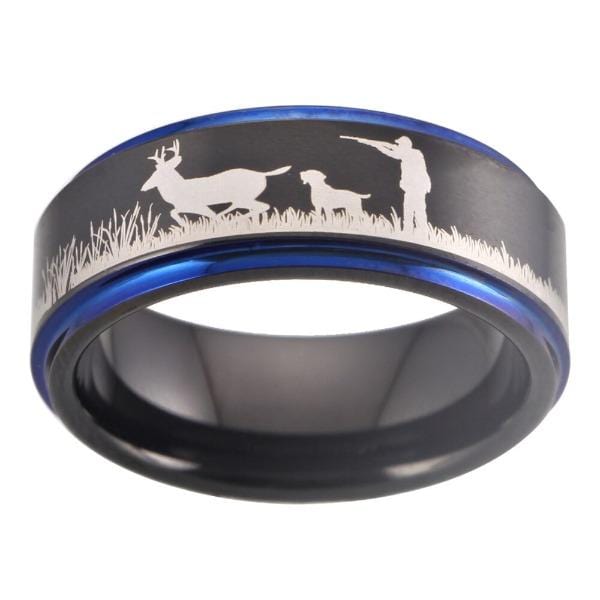 Tungsten Blue Deer Hunting Ring
