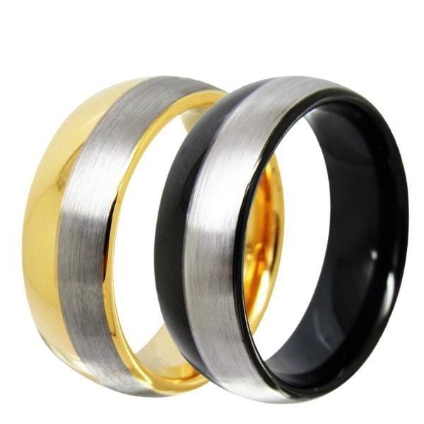 Tungsten Two Tone Matching Wedding Bands