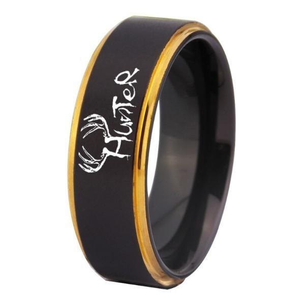 Tungsten Black and Gold Hunter Ring