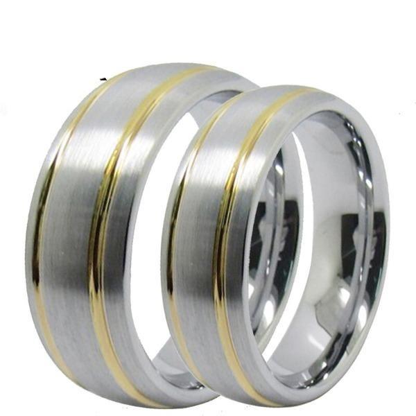 Tungsten Gold and Silver Wedding Bands