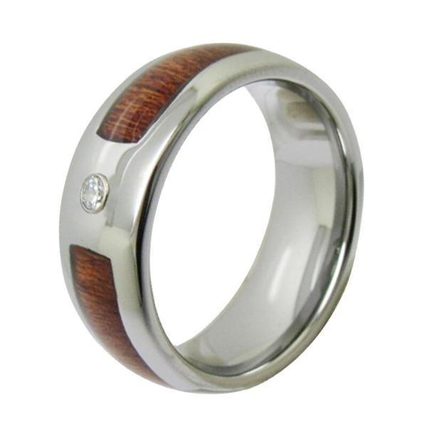 Tungsten Classic Wood Inlay Ring