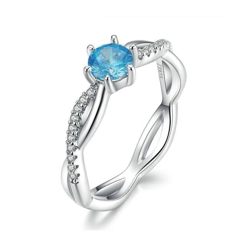 Silver Blue Engagement Ring